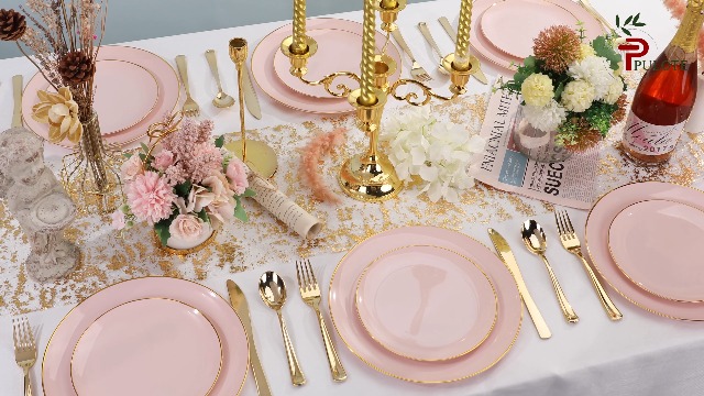 Amazon.com: PULOTE 100PCS Pink Plastic Plates - Heavy Duty Pink
